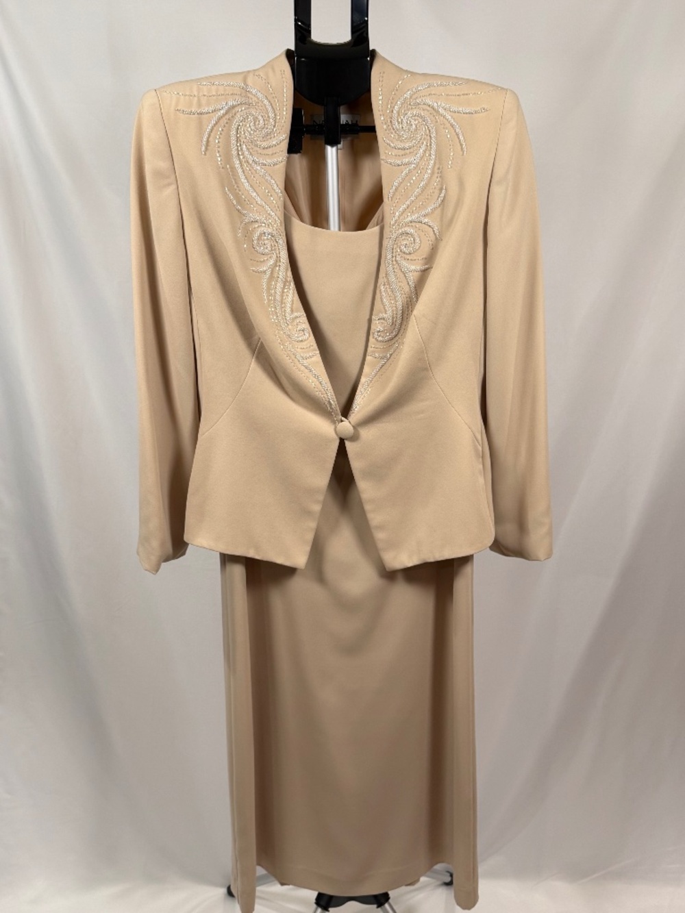 Champagne Beaded Mother of the Bride Dress Set Size 10 Nah Nah Collection